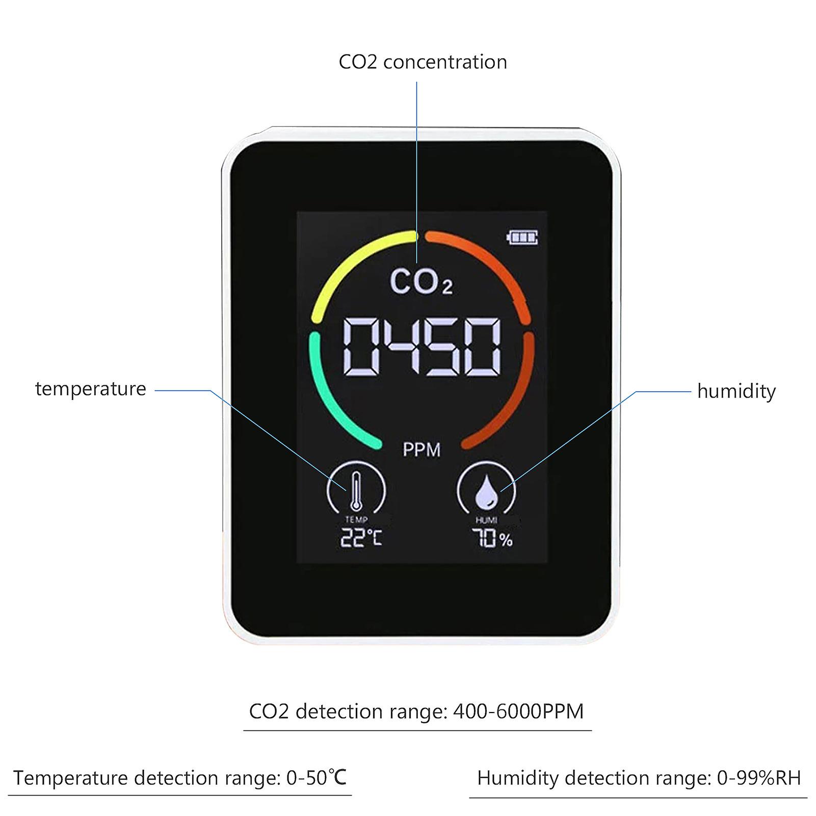 White 3 In 1 Carbon Dioxide Detector Air Quality Monitor 2pcs Temperature Humidity Air Analyzer For Co2 Digital Co2 Meter For Home Office