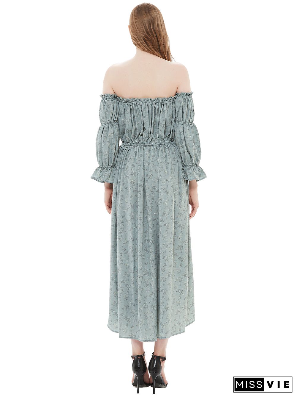 Casual Boho Long Sleeve Off Shoulder Renaissance Dress