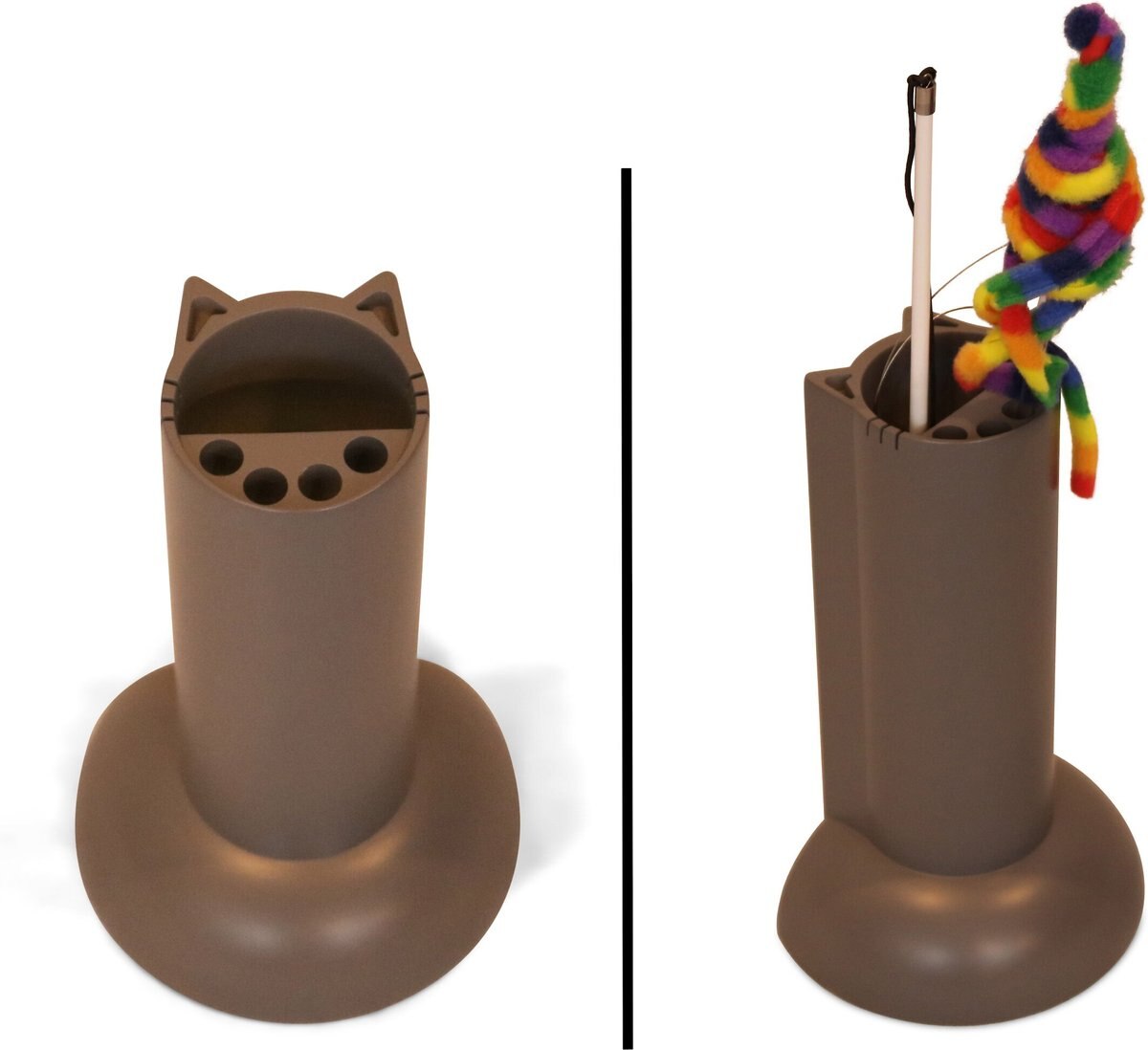 Feline Ruff Cat Teaser Wand Holder Storage Organizer， Gray