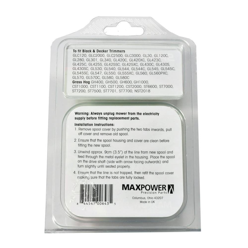 MaxPower Weed Trimmer Replacement Spool and Line For Black  Decker Replaces OEM # AF-100 332900