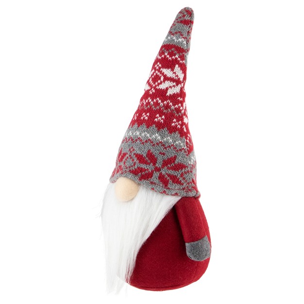 Red And Gray Standing Gnome With Nordic Hat Christmas Decoration