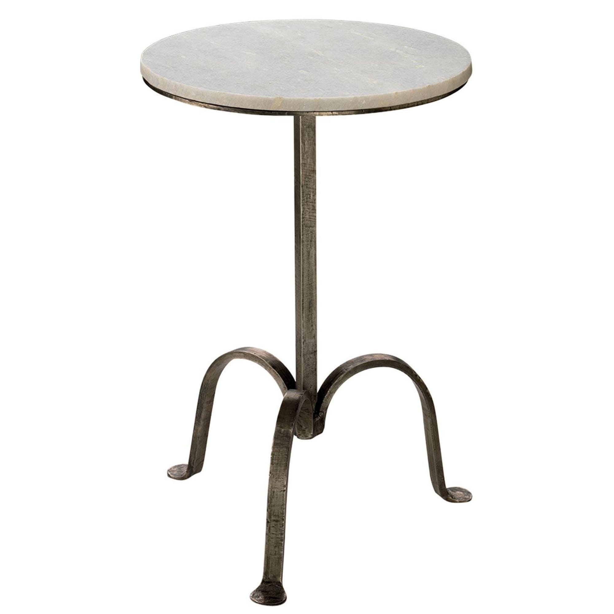 21” White and Silver Left Bank Round Marble Table