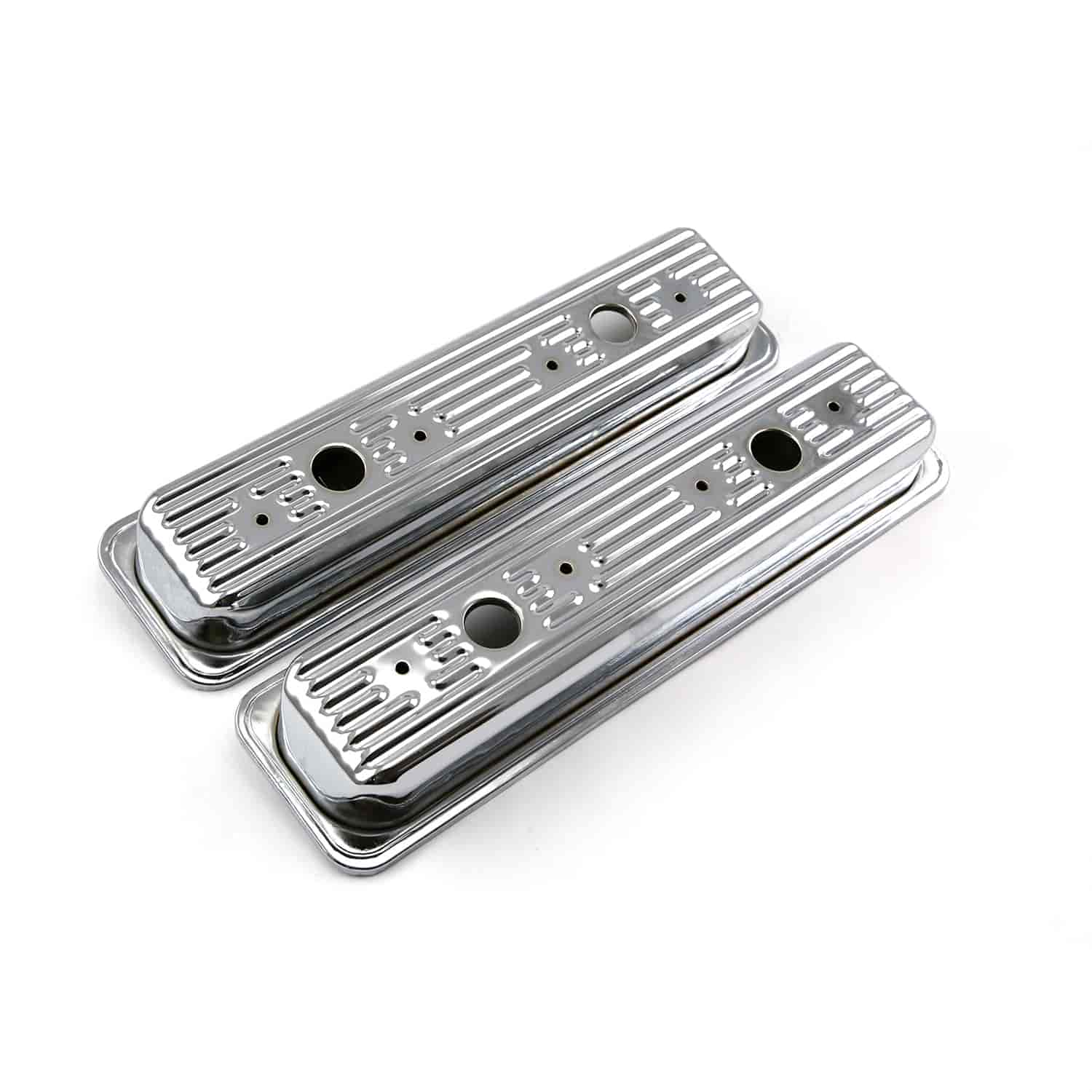 Speedmaster PCE314.1061 Chevy SBC 350 Center Bolt Chrome Steel Valve Covers - Sh