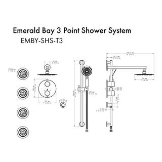 ZLINE Kitchen and Bath 4-Body Jets Emerald Bay Thermostatic Shower System in Black EMBY-SHS-T3-MB