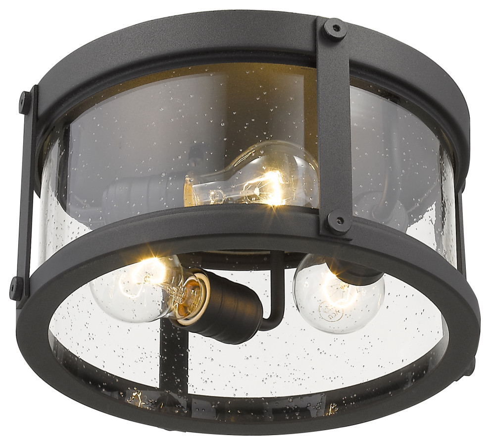 Z Lite 569F BK Roundhouse 3 Light Outdoor Flush Ceiling Mount Fixture in Black   Transitional   Outdoor Flush mount Ceiling Lighting   by Buildcom  Houzz