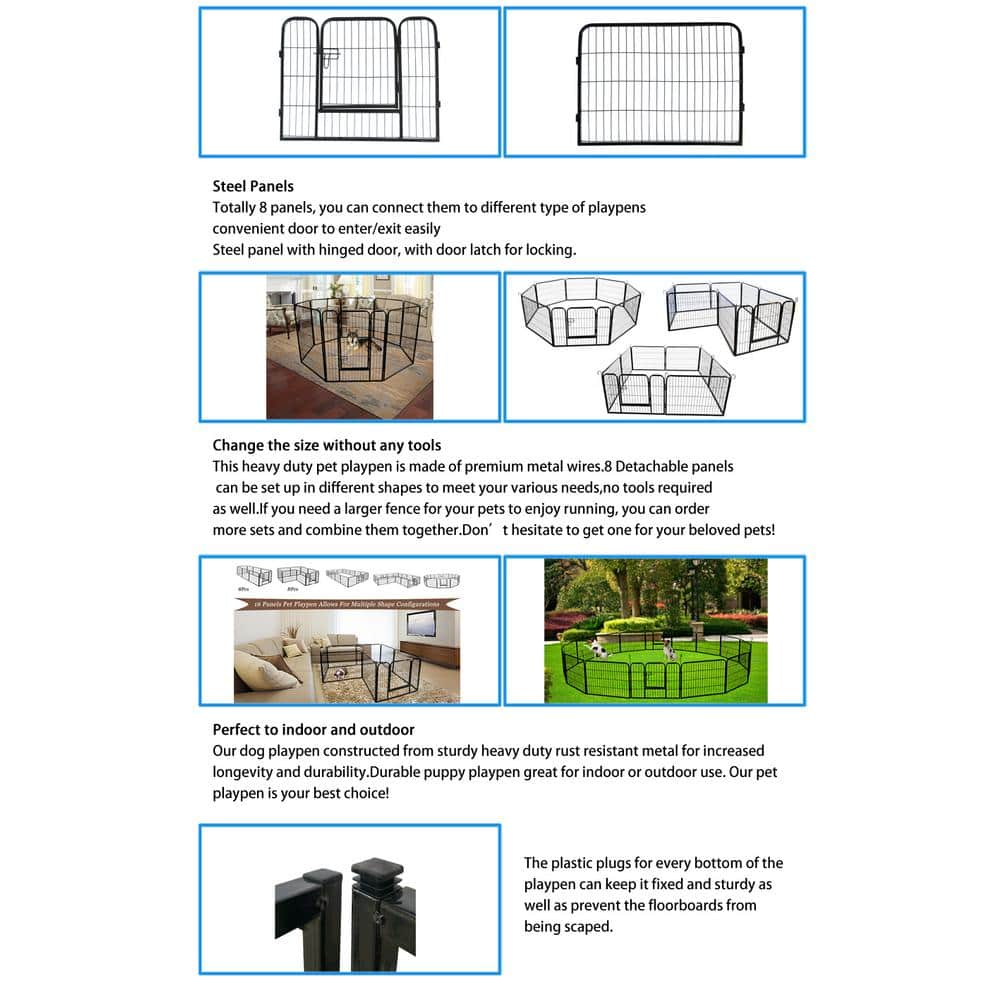 Miscool 40 in. H Sanwan Portable Outdoor folding 8-Panels 0.0006-Acre Wireless Dog Fence Kit PFYCH10C1525L