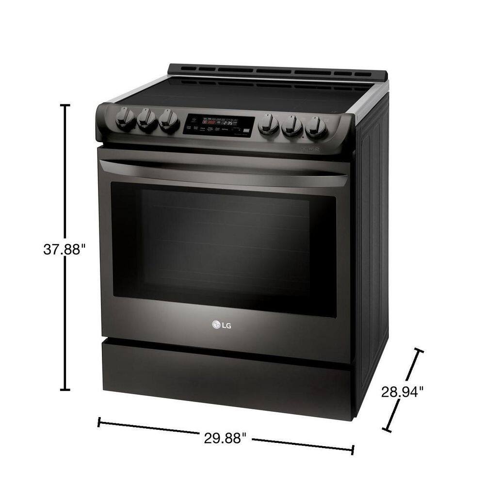 LG 6.3 cu. ft. Smart Slide-In Electric Range with ProBake Convection Induction  Self-Clean in Black Stainless Steel LSE4616BD