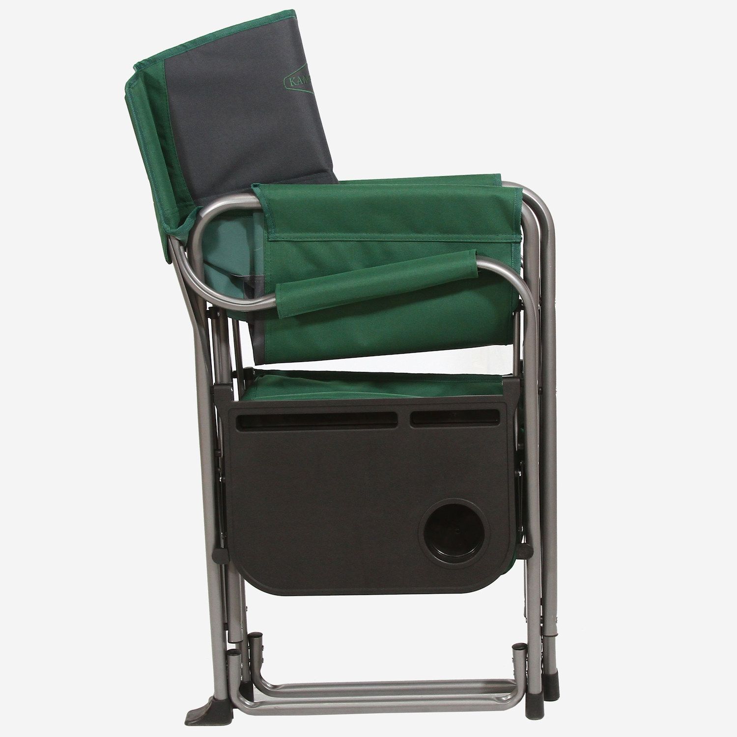 Kamp-Rite Portable Director's Chair with Cooler， Cup Holder， and Side Table， Green