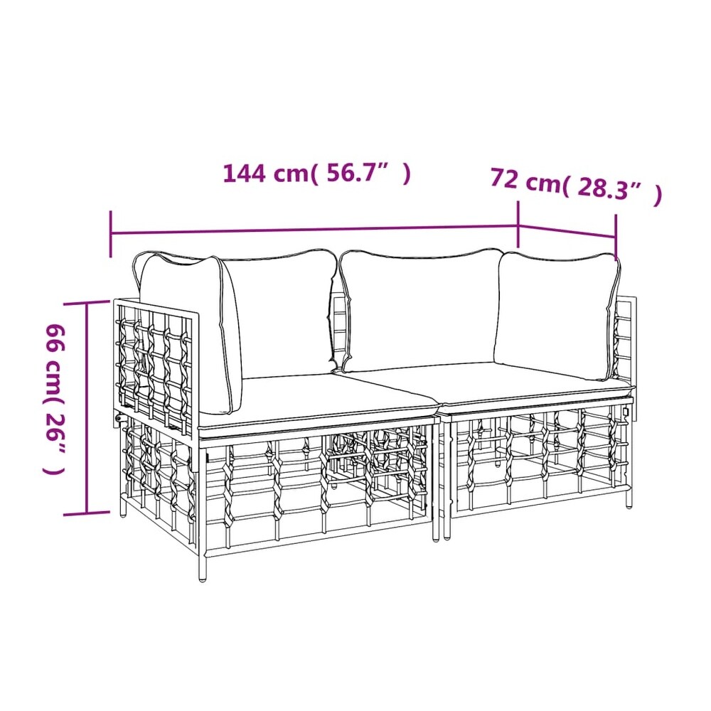 vidaXL Sectional Corner Sofas with Cushions 2 pcs Poly Rattan