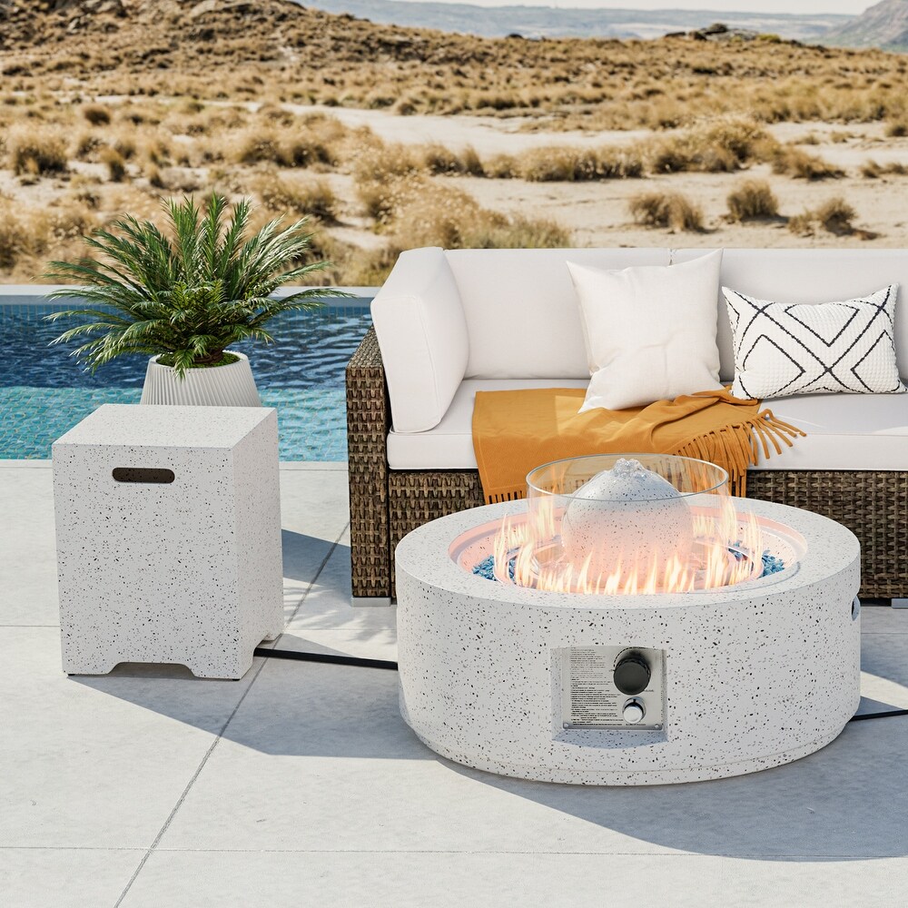 COSIEST Outdoor Patio Fire and Water Fountain Table with Tank Table