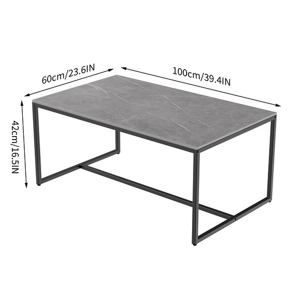 Solid Artifical Marble Rectangle Coffee Table - 23.6