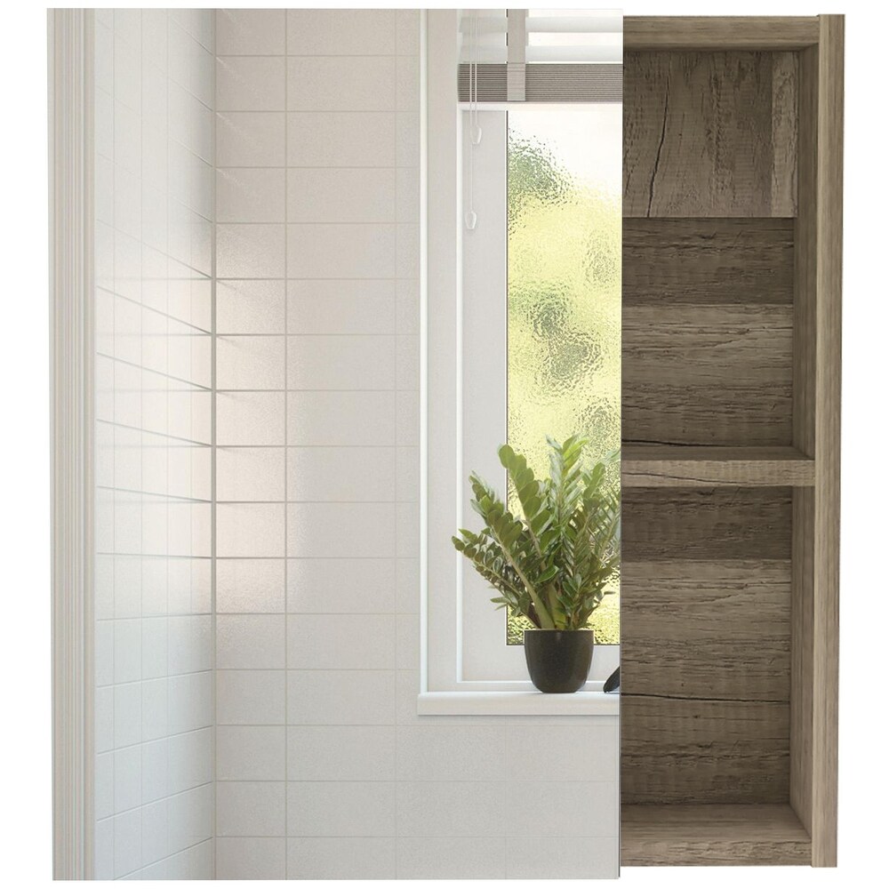 Andes Mirror Cabinet with 2 Open Shelves and 3 Interior Shelves