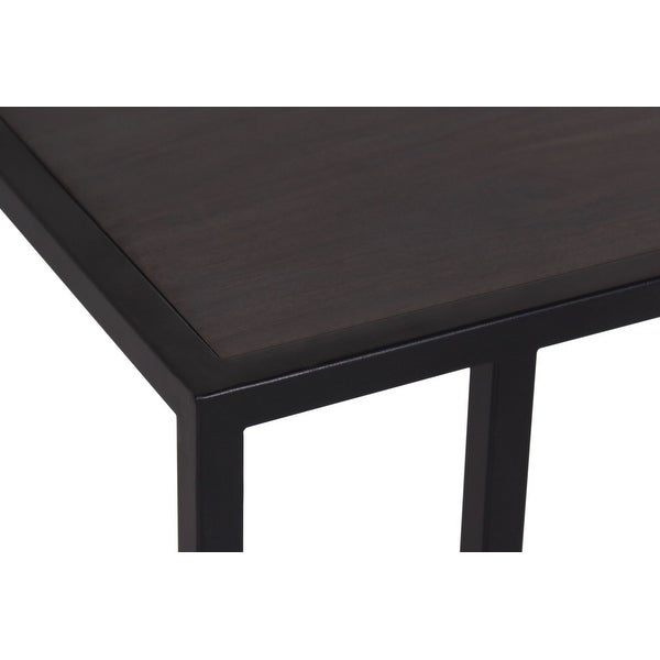 Edwin Contemporary Accent C Table in Iron and Acacia