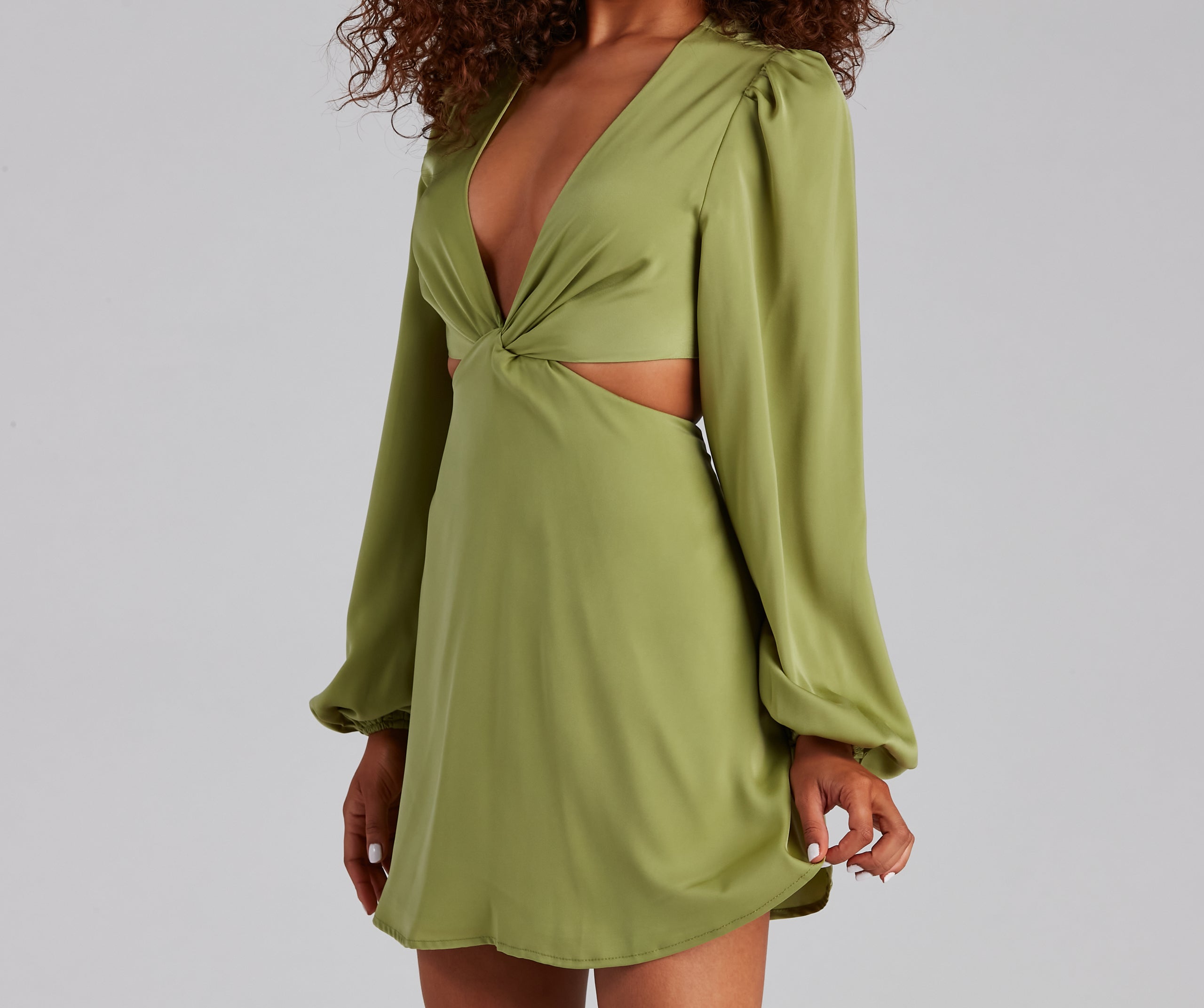 So Luxe Satin A-Line Cutout Mini Dress