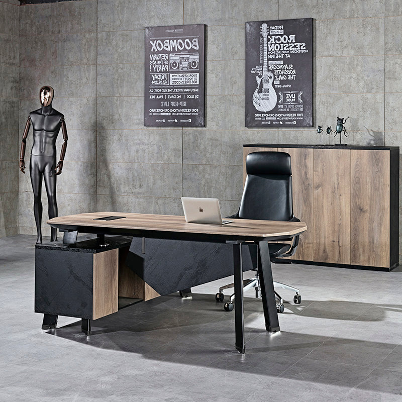 ARTO Executive Office Desk with Reversible Return 1.8M - 2.0M - Warm Oak & Black