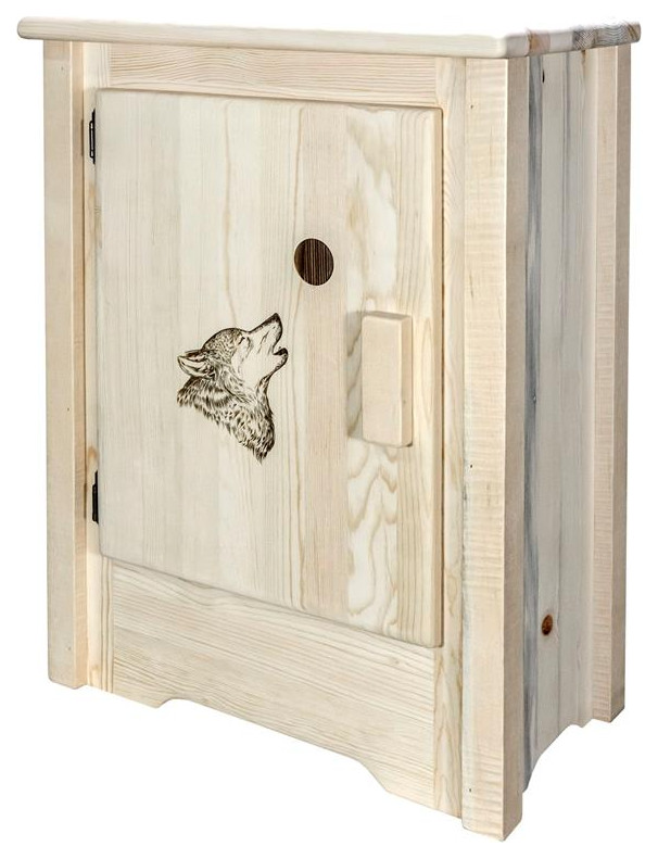 Montana Woodworks Homestead Wood Accent Cabinet with Left Hinged in Natural   Rustic   Accent Chests And Cabinets   by Homesquare  Houzz