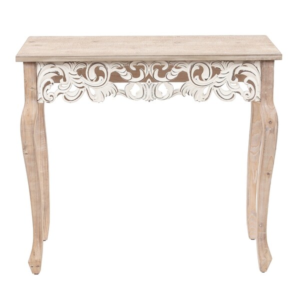 Distressed Natural Wood and White Entry and Console Table