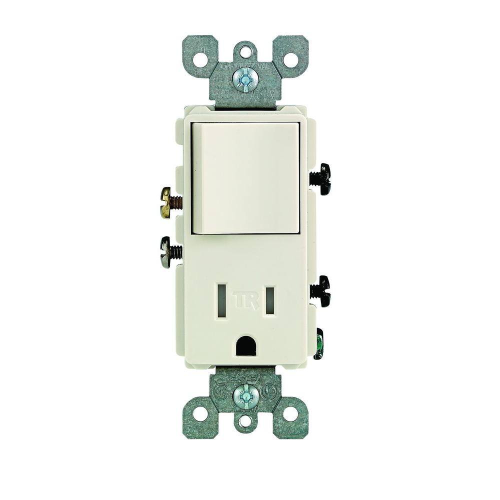 Leviton Decora 15 Amp Tamper-Resistant Combination SwitchOutlet Light Almond R66-T5625-0TS