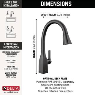 Delta Mateo Single-Handle Pull-Down Sprayer Kitchen Faucet with Touch2O Technology in Matte Black 9183T-BL-DST