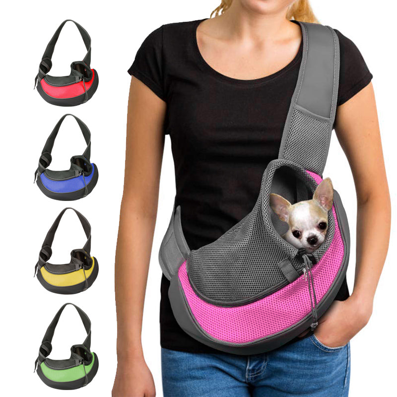 Pet Puppy Carrier Sling Hands-Free Shoulder Travel Bag ，S size，Red