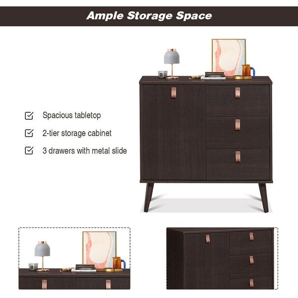 3-drawer Sideboard Storage Display Cabinet-Brown - 31.5