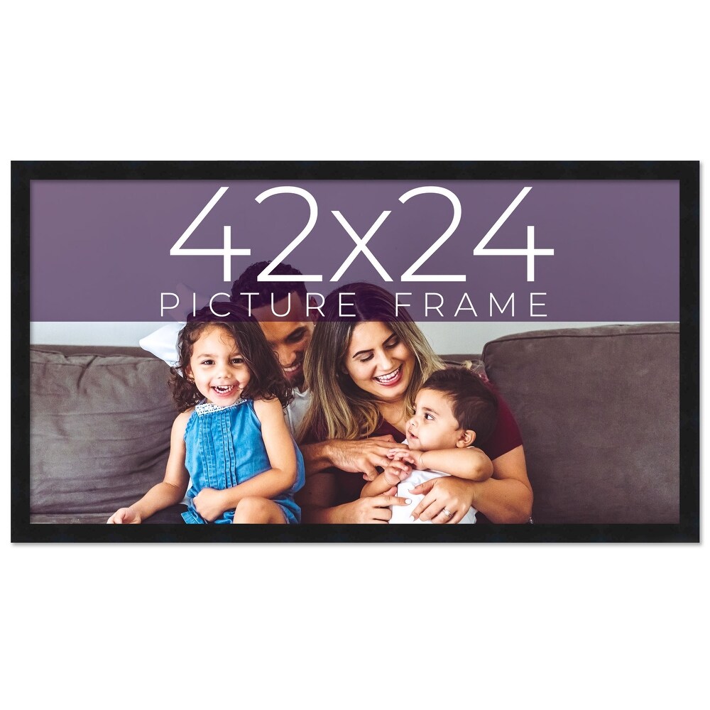 42x24 Black Picture Frame   Wood Picture Frame Complete with UV