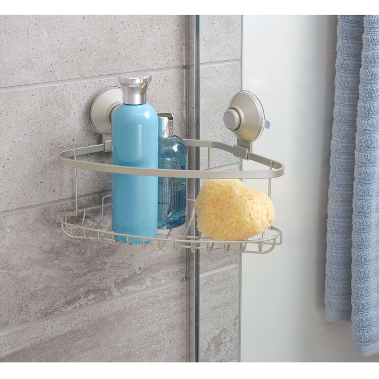 iDesign Everett 6.67 in. H X 10.58 in. W X 5.58 in. L Satin Silver Corner Shower Caddy