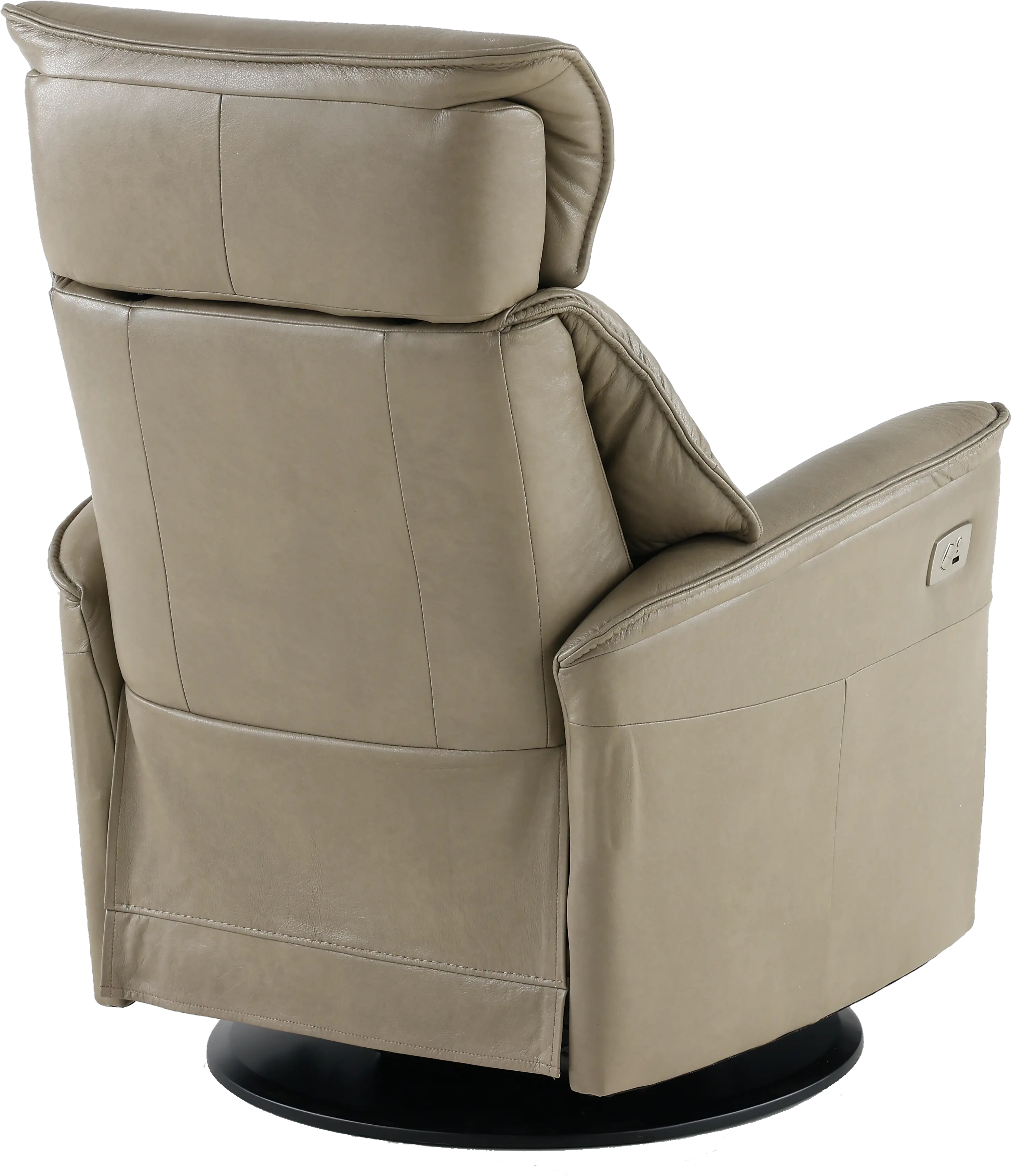 Captain Beige Standard Leather Swivel Glider Power Recliner