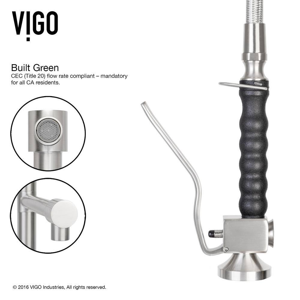 VIGO Zurich Single Handle Pull-Down Sprayer Kitchen Faucet in Stainless Steel VG02007ST