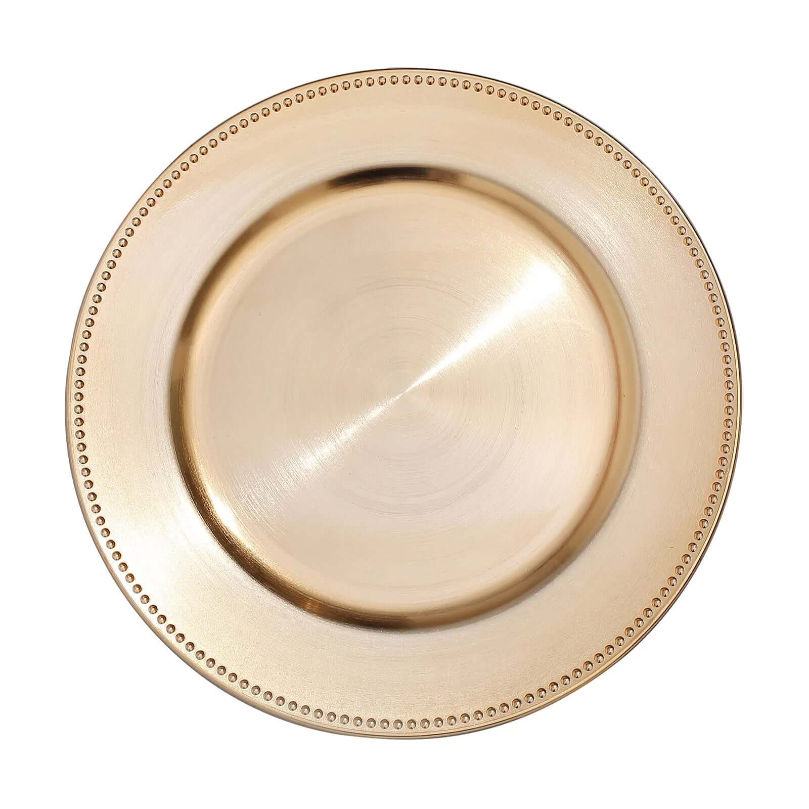 6 Pack Beaded Metallic Gold Acrylic Charger Plate, Plastic Round Dinner Charger Event Tabletop Decor 13