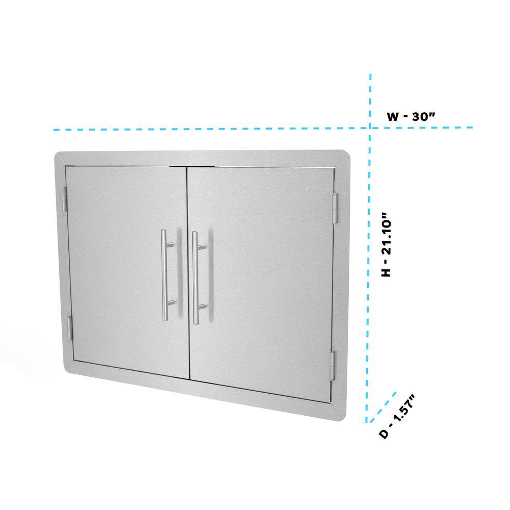 AdirHome 30 in. Stainless Steel Single Face Outdoor BBQ Grill Double Access Door Panel 302-30-SF