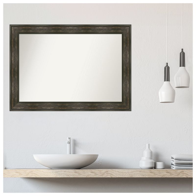 Rail Rustic Char Non-beveled Bathroom Wall Mirror