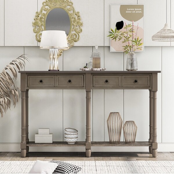 Antique Grey 2-drawer Console Table