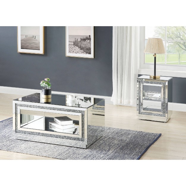 Noralie Coffee Table Mirrored faux Diamonds Pearl Acme Furniture