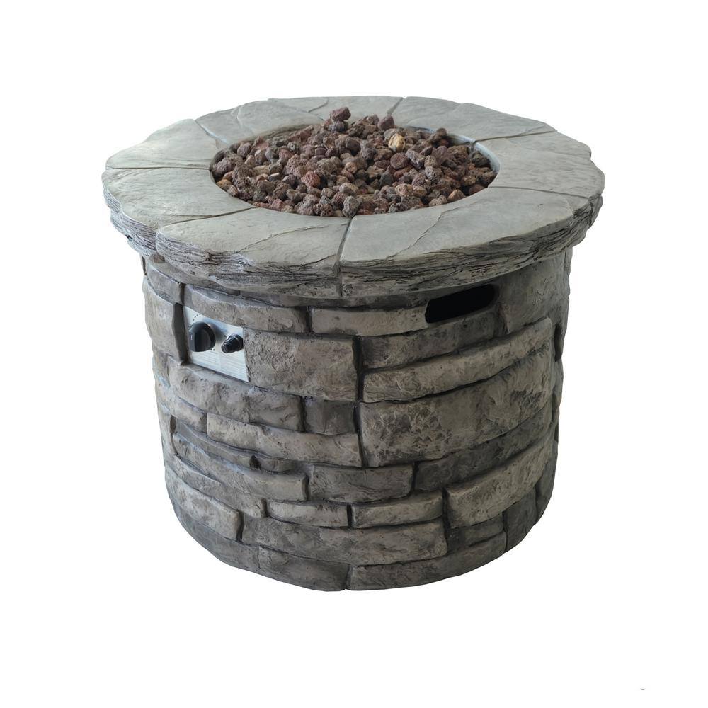 Noble House Xiomara 30 in. x 24 in. Circular MGO Propane Fire Pit in Grey 17025