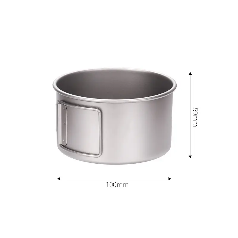 Outdoor Hiking Backpacking Folding Camping Pot Cookware Collapsible Handle Titanium Pot with Lid