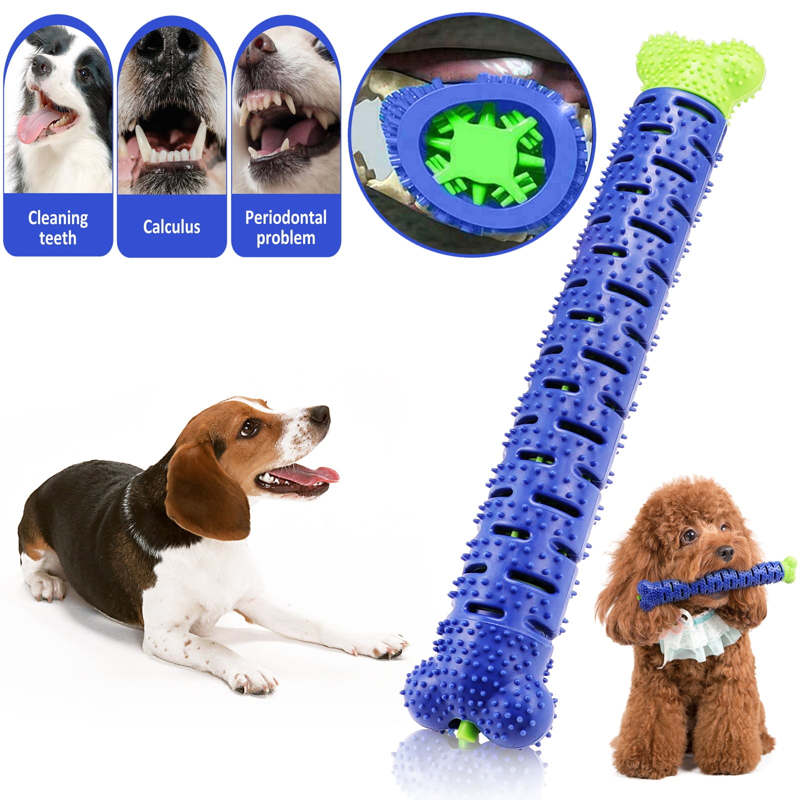 KKSQ Chew Brush Toothbrush Dog Bone Toy Dog Teeth Cleaning Bone Brush Pets Dental Treats for Aggressive Chewers