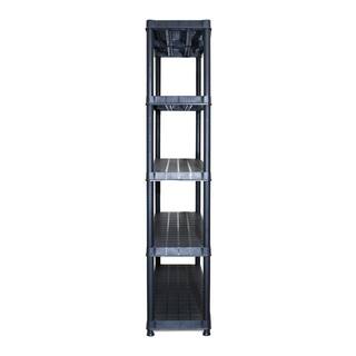 Ram Quality Products Ltd. Black Extra 5-Tier Plastic Storage Shelf Unit 14 in. x 2 in. x 45 in. for Garage 16105B-CD