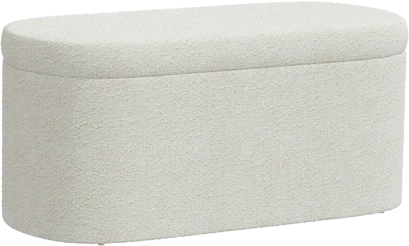 Frida Boucle Ivory Storage Bench - Skyline Furniture