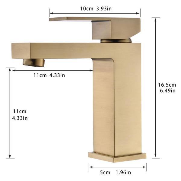 Boyel Living Single Handle Single Hole Bathroom Faucet with Water Supply Lines in Brushed Gold - Short BM2181NG-1