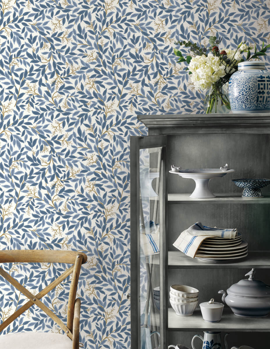 Willowberry Blue/White Peel & Stick Wallpaper by York Wallcoverings