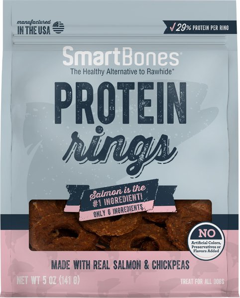 SmartBones Protein Rings Real Salmon and Chickpeas Dog Treats