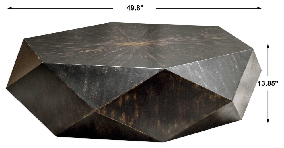 Faceted Large Round Wood Coffee Table  Modern Geometric Block Solid   Contemporary   Coffee Tables   by My Swanky Home  Houzz