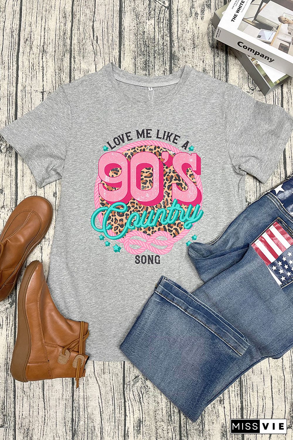 Love Me Like A 90's Country Song Short Sleeve Graphic Tee Wholesale