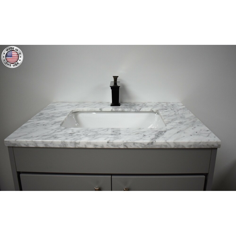 Volpa USA Capri 24 Inch Vanity in Grey/Carrara Marble Set