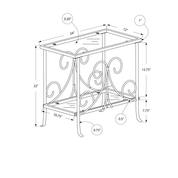 Accent Table， Side， End， Nightstand， Lamp， Living Room， Bedroom， Clear Tempered Glass， White Metal， Traditional