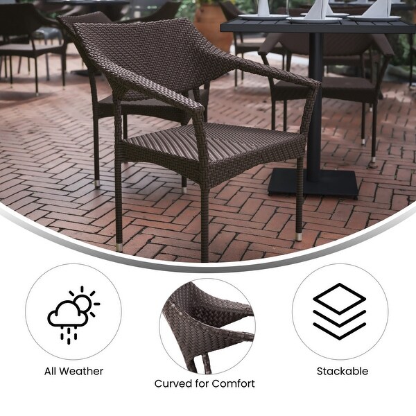 All Weather Commercial Grade PE Rattan Stacking Patio Chairs