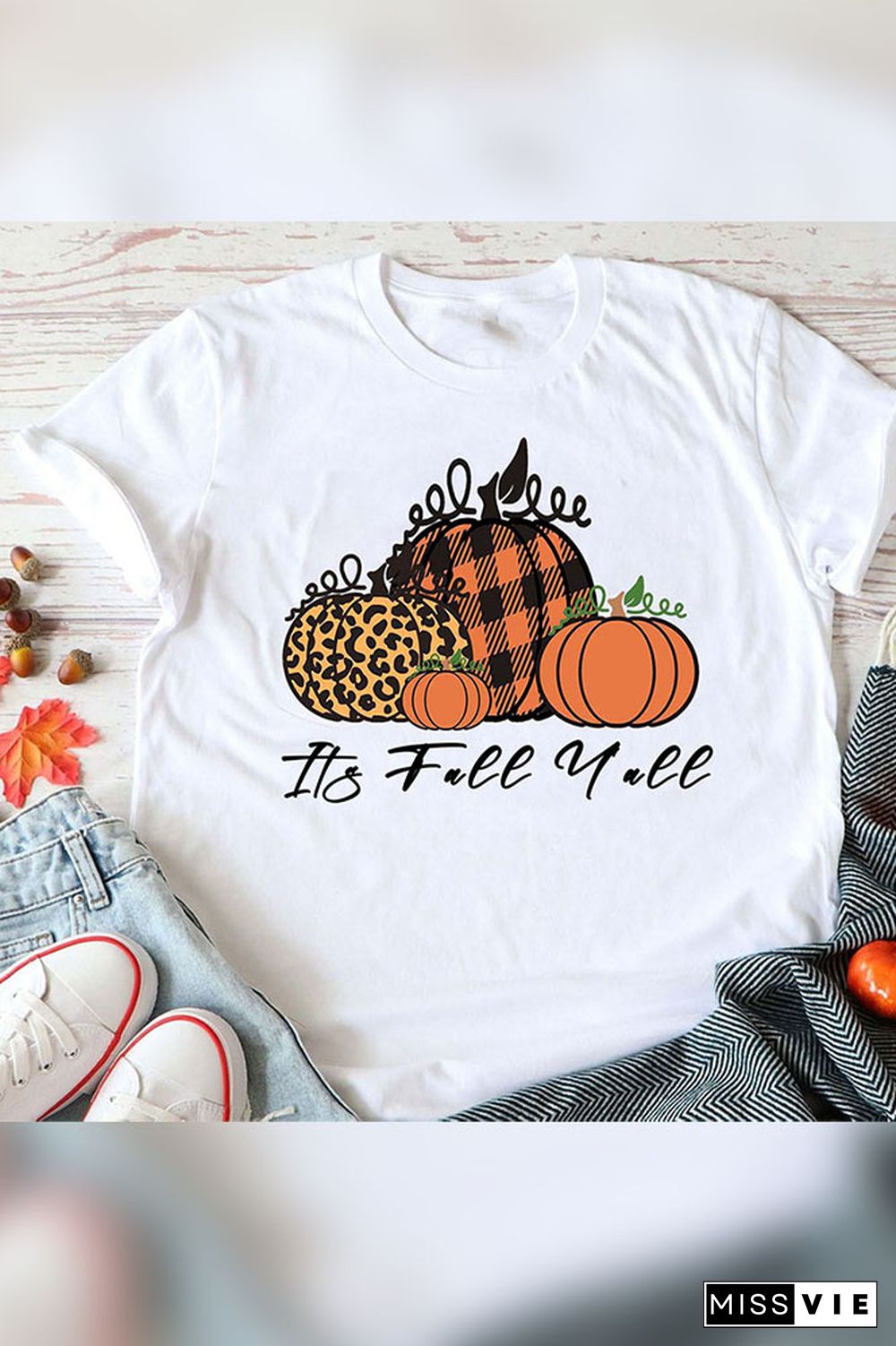 Pumpkin Fall Y'all Shirts Women Graphic Tees Wholesale