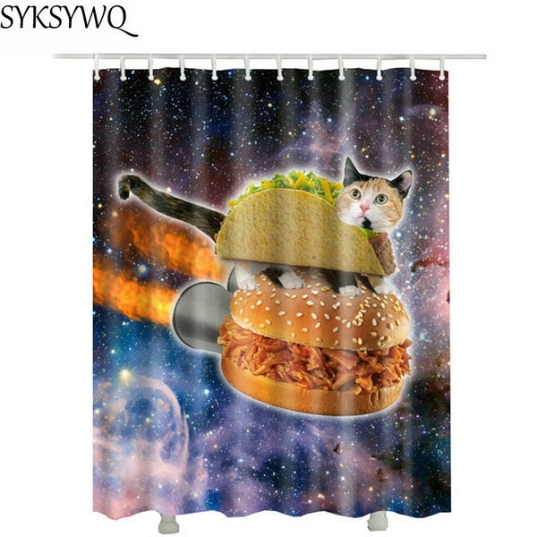 cutely pet cat take bath Shower Curtains drop shopping Creative Waterproof Polyester Fabric Shower Curtain Bathroom