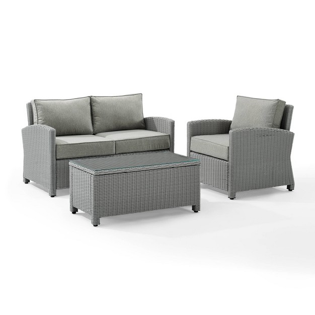 3pc Bradenton Outdoor Steel Conversation Set Gray Crosley